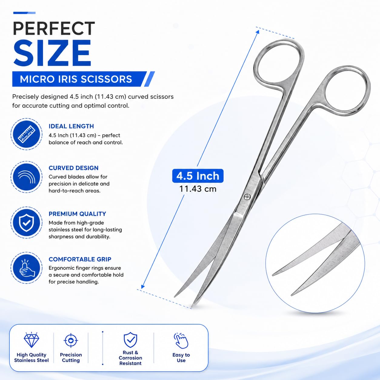Micro Dissecting Scissors - Surgical Scissors for Skin & More -3