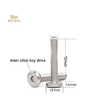 Vista 66 de binifiMux 10 unids M6 x 1.575 in tapa plana Allen pernos remaches tornillos de conexión para muebles 304 acero inoxidable