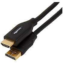 Amazon Basics Cavo da DisplayPort (Sorgente) a HDMI (Display), unidirezionale, 4k a 30 Hz, 1920 x 1200, 1080p, connettori placcati Oro, 1.8 m, Nero