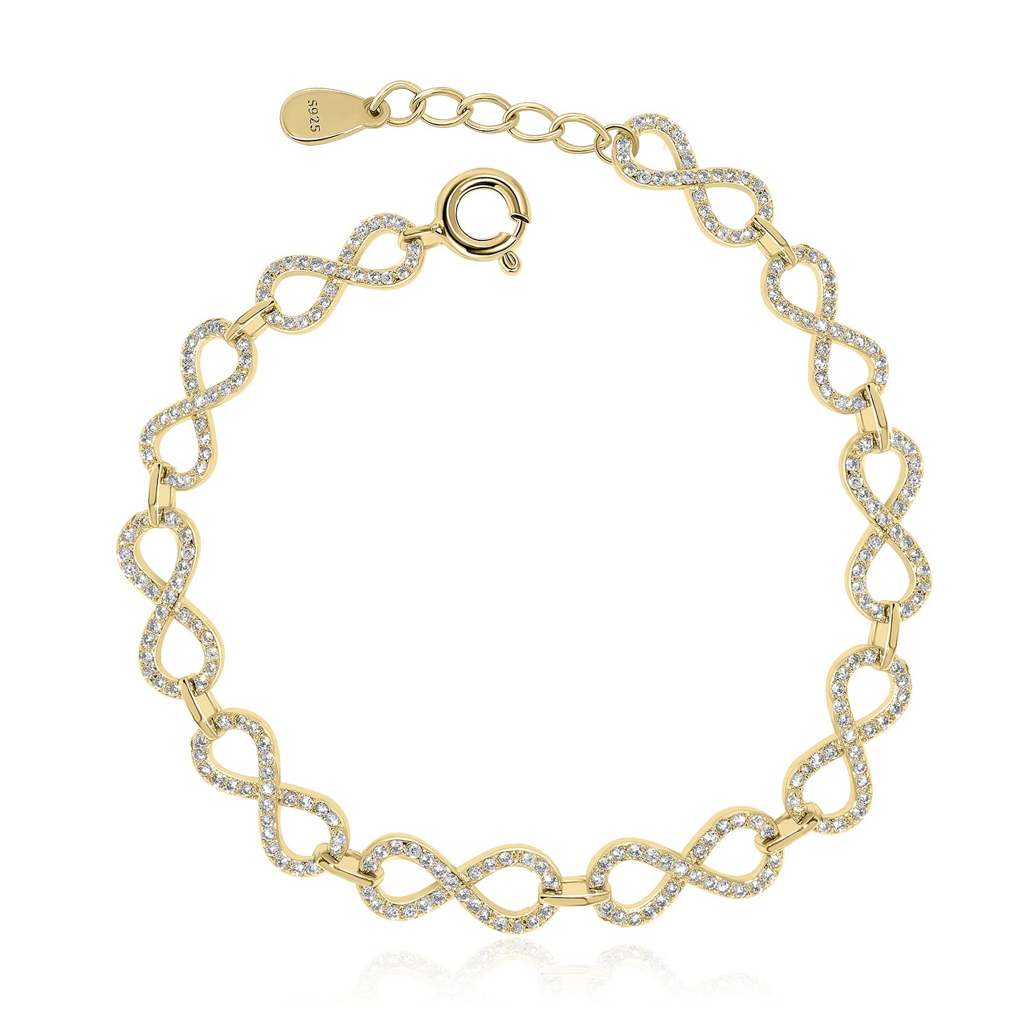 Meissa Infinity Armbänder für Frauen 925 Sterling Silber Liebesarmbänder mit Cubic Zirkonia Freundschaftsarmbänder Damenschmuck Geschenk, Gold