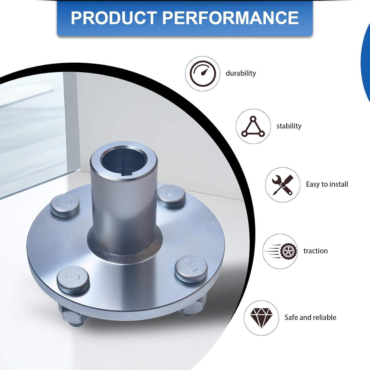 4" x 4" Go-Kart Live Axle Hub with 1" to 3/4" Step-Down - 1/4" Keyed Shaft, 8 Inch Rear Front Wheel, x4 Lug Set Kit(2PCS)