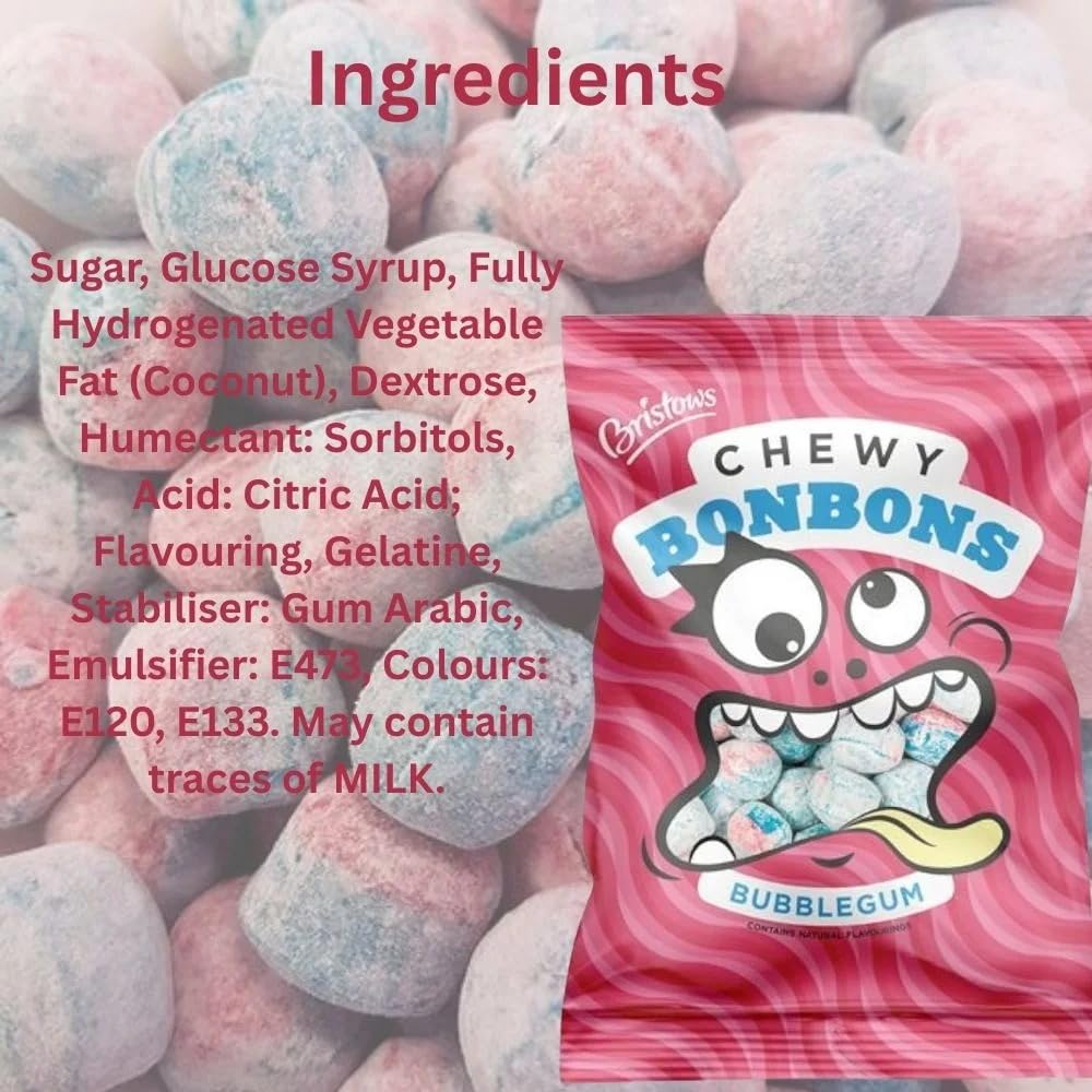 Amazon.com : Bristows Chewy Bubblegum Bon Bons 150g (Pack of 3