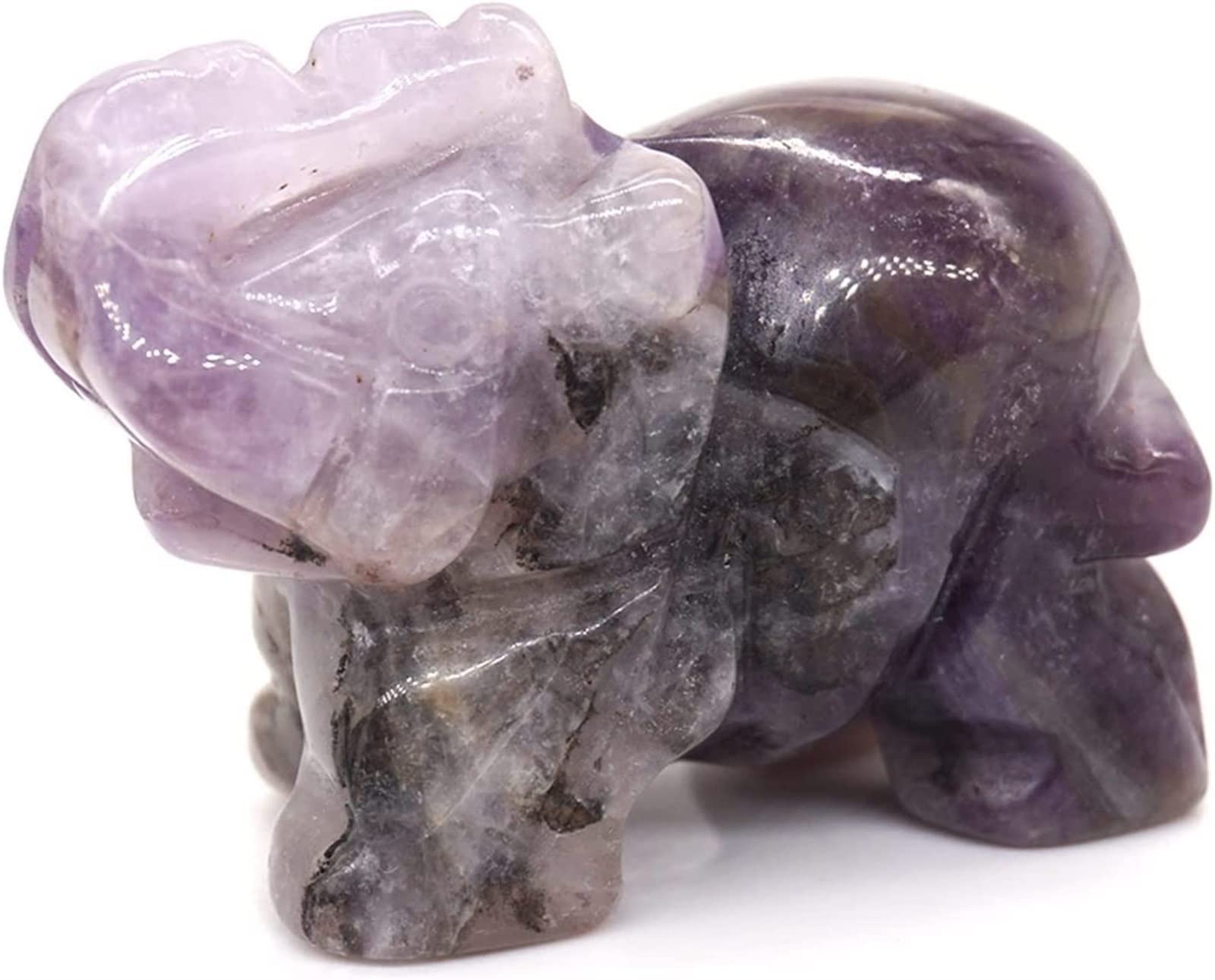 Animaux d'améthyste et loup en agate pour décoration de bureau zen