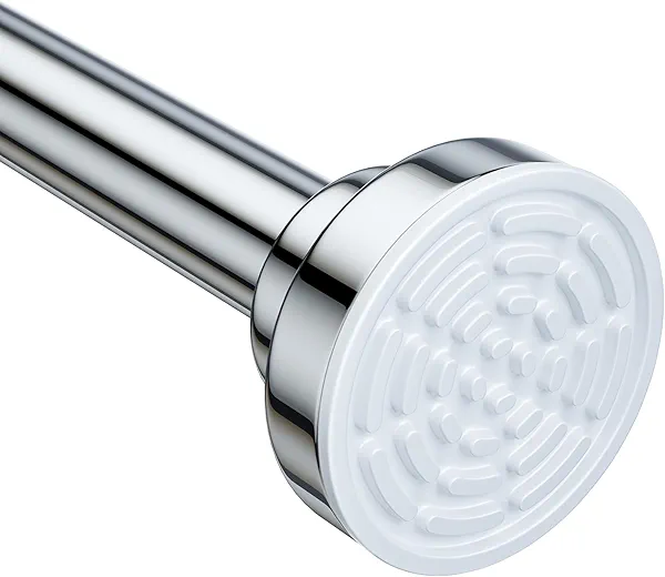 Ausemku Shower Curtain Rod Tension - 26-76 Inch Never Rust Non-Slip Spring Tension Curtain Rod No Drilling Stainless Steel Curtain Rod Use Bathroom Kitchen（Silver）, yq-a-A76Y