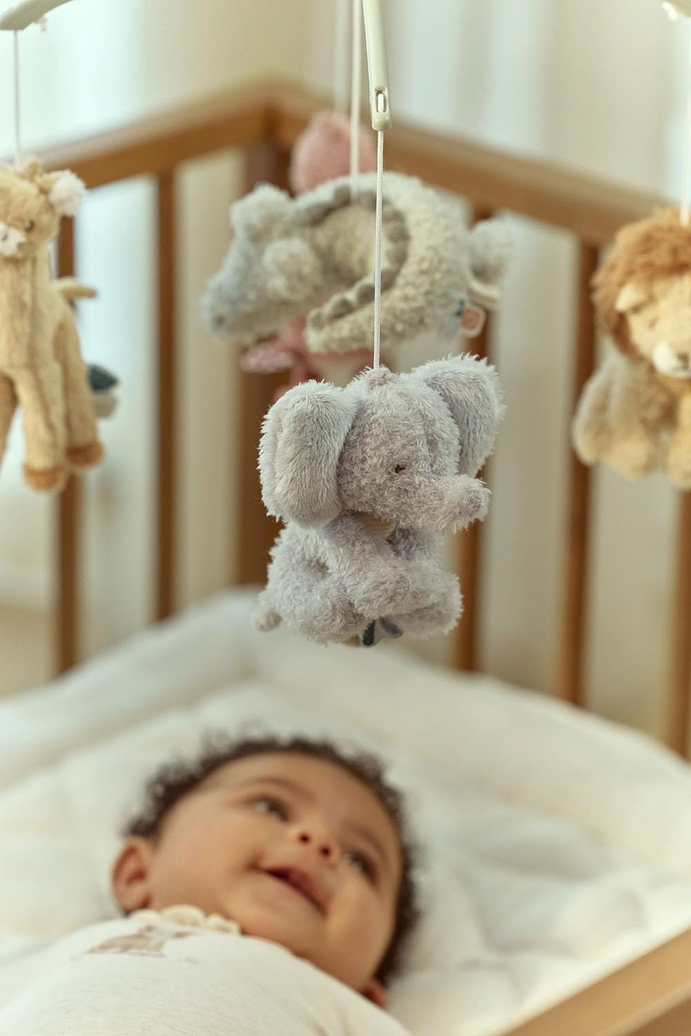 Little Dutch Musik Mobile - inklusive Spieluhr - mit Halterung aus Holz für Babybett - für Babys ab der Geburt - Unisex - Safari Friends