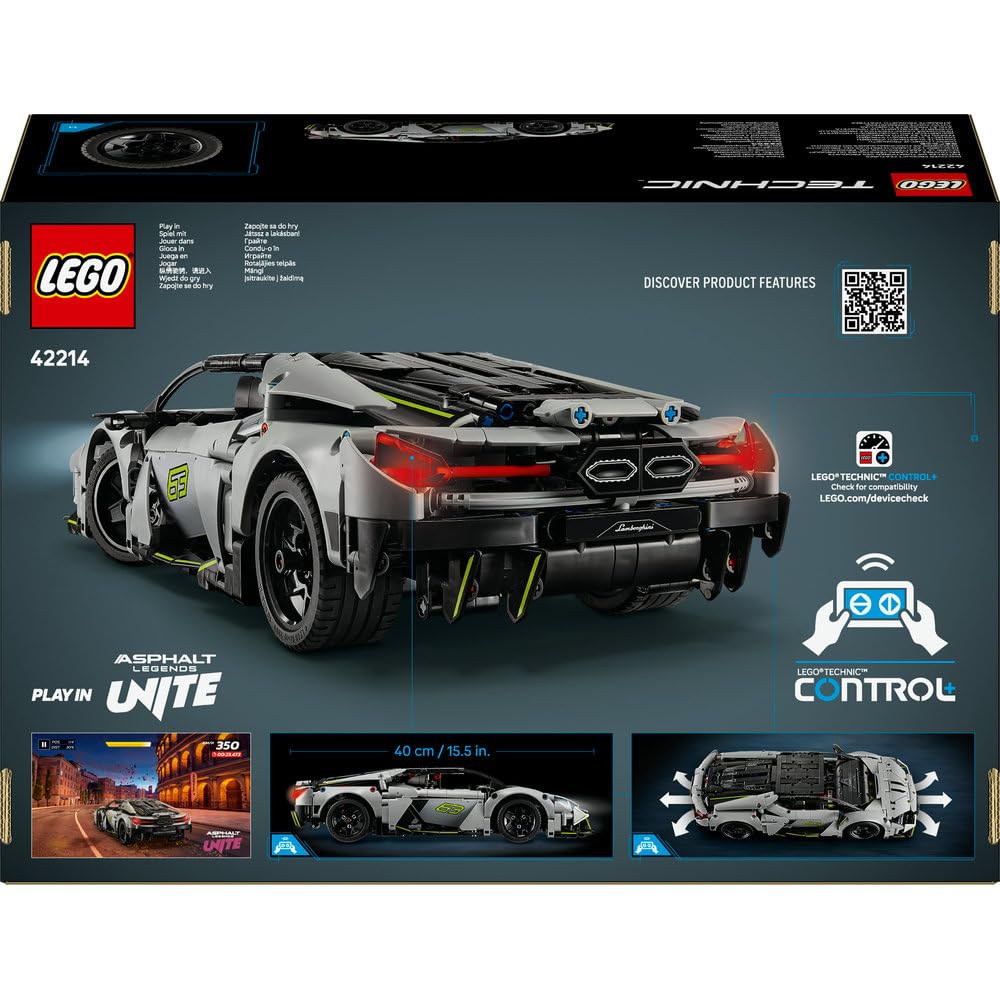 LEGO Technic Supersamochód Lamborghini Revuelto 42214 | Model samochodu, klocki konstrukcyjne, prezent dla fana motoryzacji 10+, zdalne sterowanie, 1135 elementów