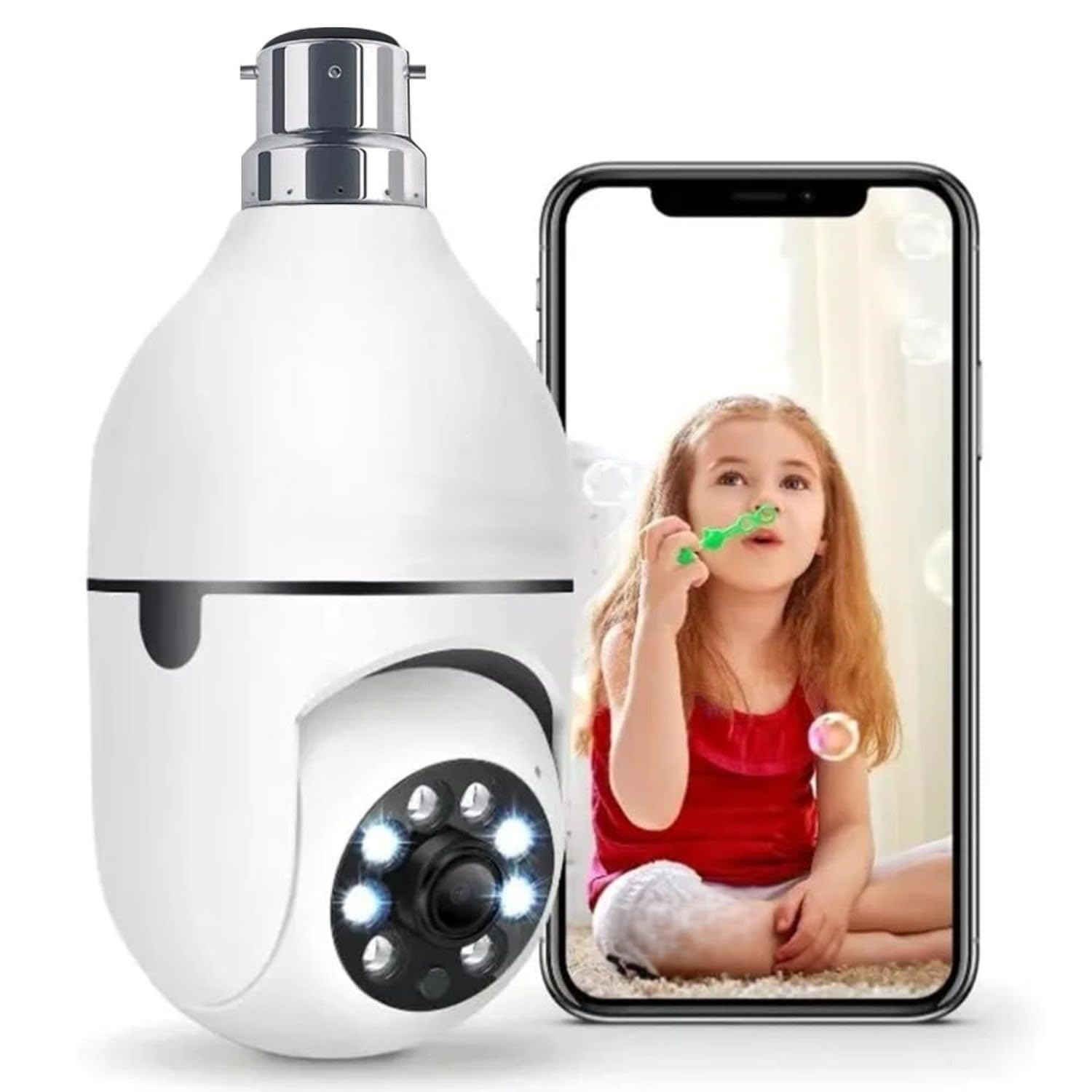 Dr Vison Wi-Fi Camera CCTV Camera 1080p Wireless PTZ Bulb Shape V380 Pro | Indoor 360° Smart Home Security Camera Light Vision 24x7 Continuous Recording with Motion Sensor LED Lights (Light Bulb)-image-9