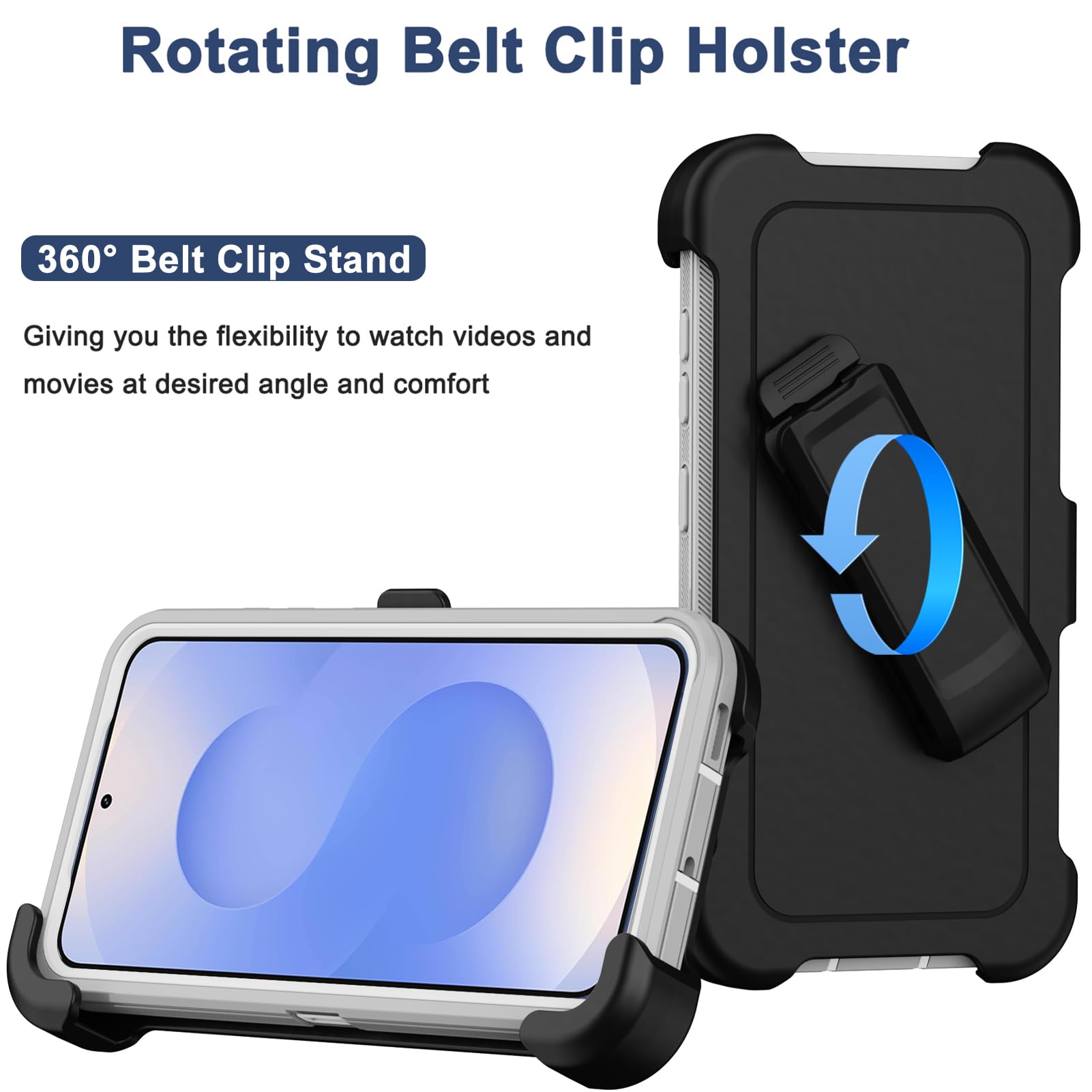 Custodia per Samsung Galaxy S25 con clip da cintura, 2 pellicole protettive per lo schermo, resistenti di grado militare, antiurto, antipolvere, robusta custodia protettiva per Samsung S25 5G