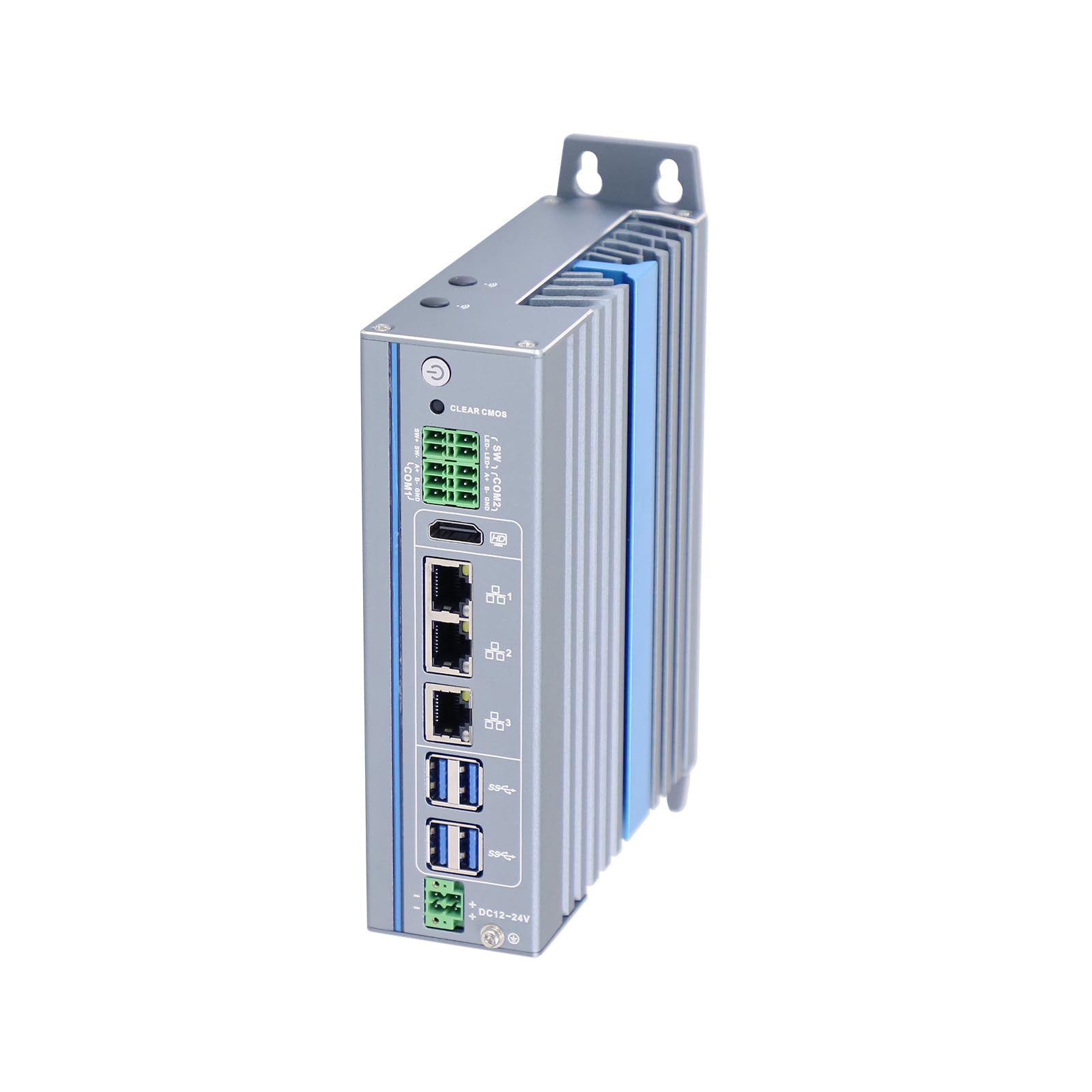 Base DIN Rail Computer Industrial PC, Alder Lake N97, Windows 11 / Linux Ubuntu, IX18, 3 x LAN, 12-24V 4-pin Phoenix Terminal, 2 x RS485, Expandable CAN, 32G RAM, 512G SSD