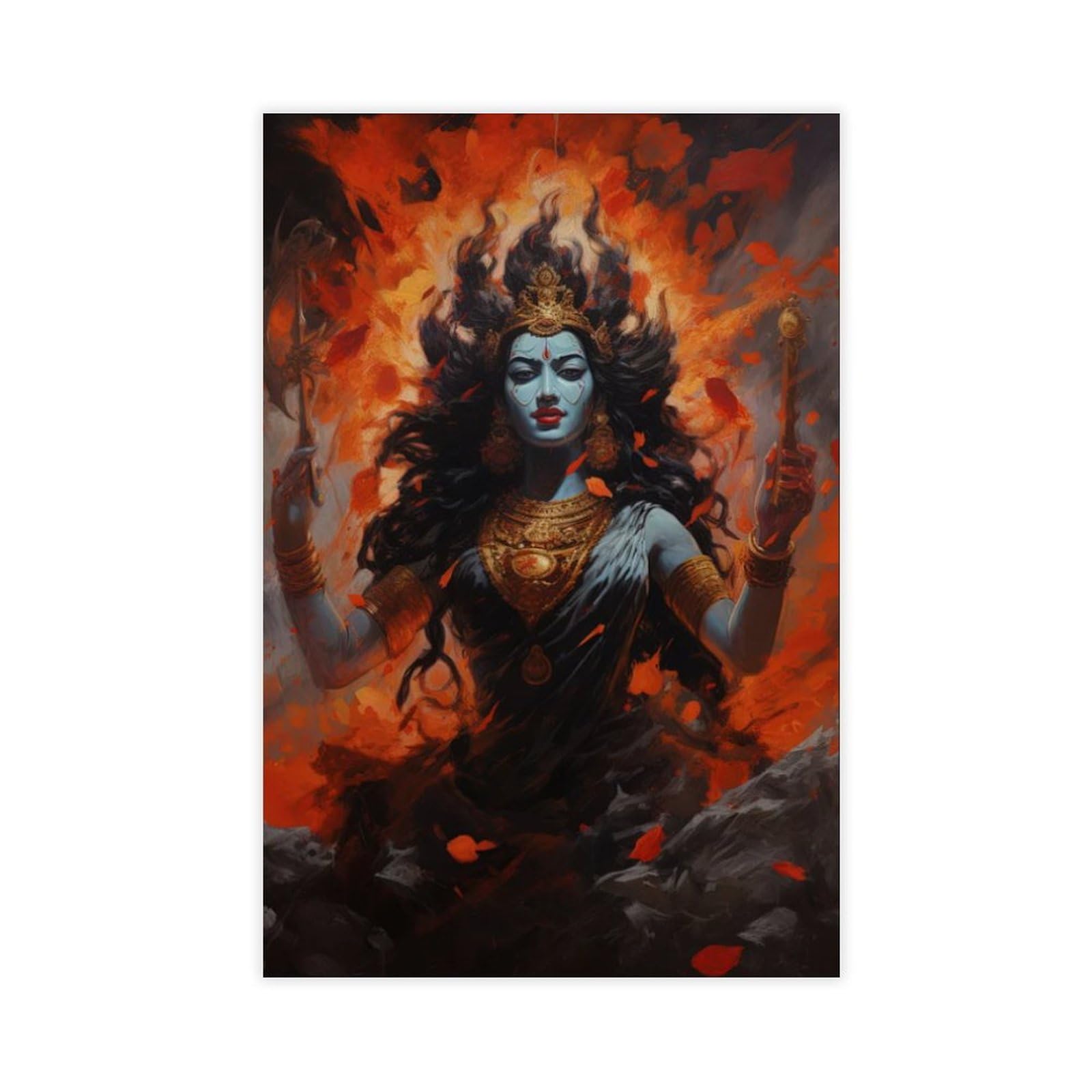 TYPOART Kali Hindu Goddess Canvas Print, Divine Feminine Kali Mata, Maa Kali Godess Canvas Posters Paintings Wall Art for Home Living Room Bathroom Office Unframe 24x36inch(60x90cm)