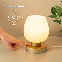 Vista 11 de Lámpara de Mesa de Noche Táctil - Lámpara Pequeña Rosa para Dormitorio con Puertos de Carga USB C+A, Regulable de 3 Niveles, Lámpara de Escritorio