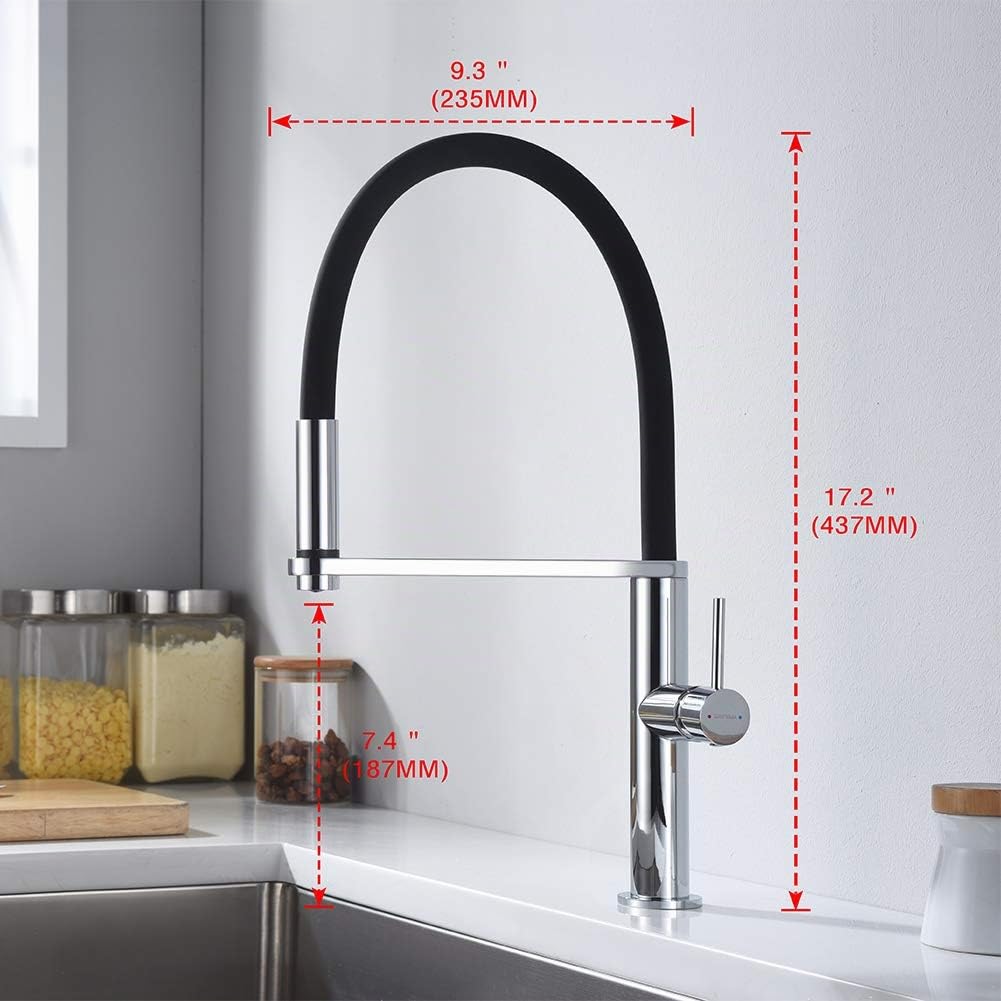 GRIFEMA G4006 - Lyon Grifo Profesional para cocina, Mezclador de fregadero flexible, Cromo, Negro [Exclusivo en Amazon]