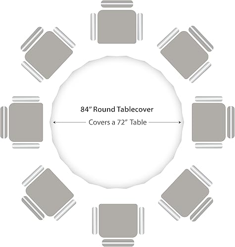 Miniatura 7 de Party Dimensions Mantel de plástico desechable blanco para mesas redondas (paquete de 12) manteles de 84 pulgadas para fiestas, eventos y bodas,