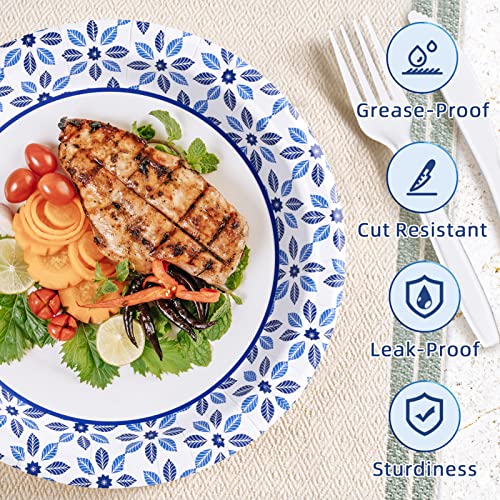 Jolly Chef 10 Inch Disposable Paper Plates 140 Count, Soak Proof, Cut Proof, Microwave Safe Heavy Duty Paper Plates For Everyday Use #TOP4