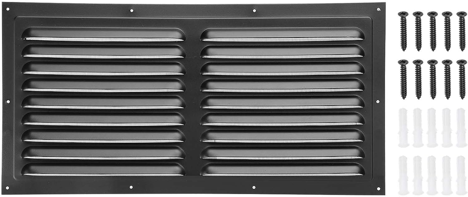 PATIKIL 16"x16" Aluminum Gable Vent, Exterior Wall Outlet Vent Square Soffit Vent HVAC Louver Air Grille with Built-in Screen for House Attic Garage Ceiling, Black