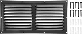 PATIKIL 8"x16" Aluminum Gable Vent, Exterior Wall Outlet Vent Square Soffit Vent HVAC Louver Air Grille with Built-in Screen for House Attic Garage Ceiling, Black