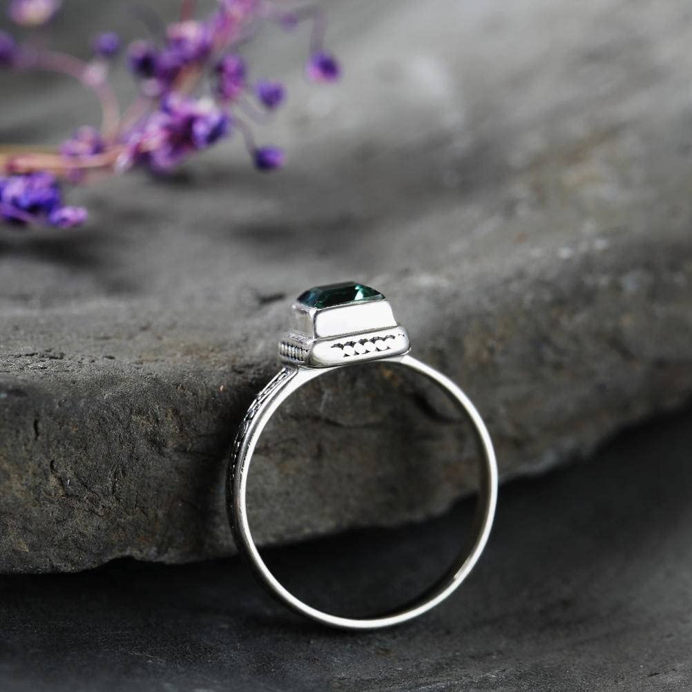 Offener Fingerring aus Sterlingsilber, S925-Sterlingsilber, Kristallring, Paarring, modischer Edelstein-Silberring, Geschenke für Liebhaber, Silber, 13# (Silber 18#)