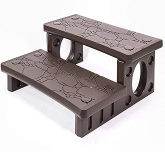 XtremepowerUSUniversal Multi Purpose 2-Step Spa Hot Tub Pool Outdoor Indoor Camper RV Deck Steps Sided Step, Mocha