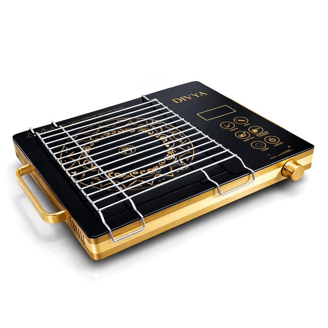 DP-55 Gold Infrared Cooktop 2200 W for Home | All Utensils Compatible | Full Touch Panel Control | Auto Shut Off & Overheat Protection | Energy Efficient Infrared Stove