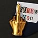 Luckies Golden Middle Finger Lucky Charm | Pocket-Sized Gold Good Luck Token in Elegant Black & Gold Box | Solid Mini Statue | Unique Ring Holder | Novelty Gift Room Decor or Desk Accessory