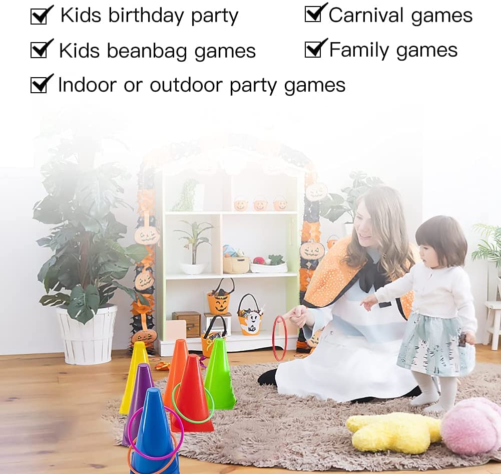 Jeu De Lancer D'Anneaux En Plastique - 12 Anneaux - Pour Enfants Et Adultes