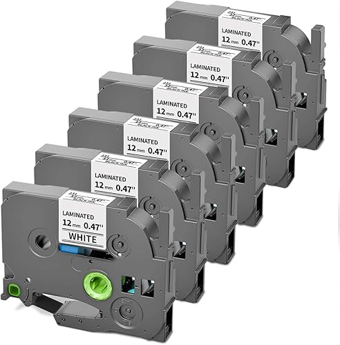 PT-D220 D210 D200 H100 Cinta de etiquetas TZe-231 TZe231 compatible con Brother Label Maker Tape P Touch 0.472 in 0.47 pulgadas laminado blanco TZe