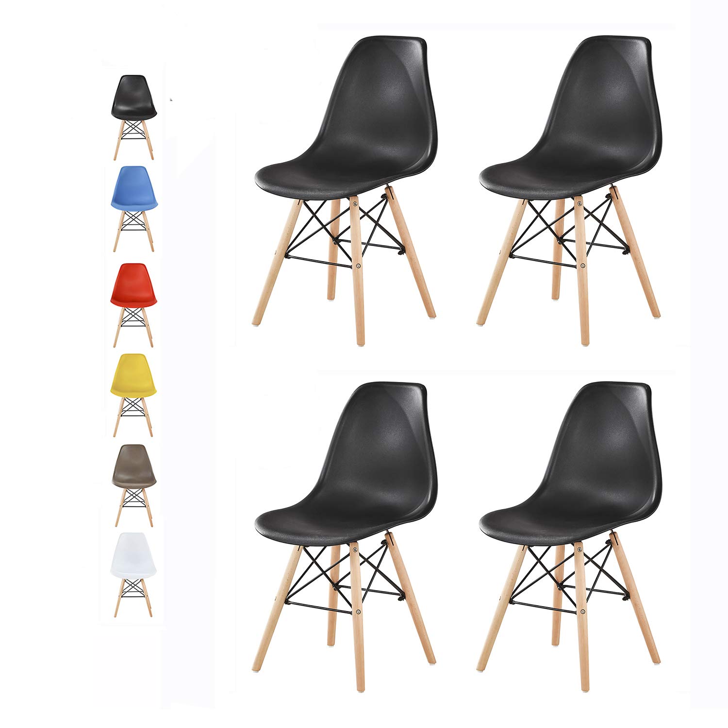 Buy Set of 4 Modern Design Dining Chairs Retro Lounge Chairs 5 Colours