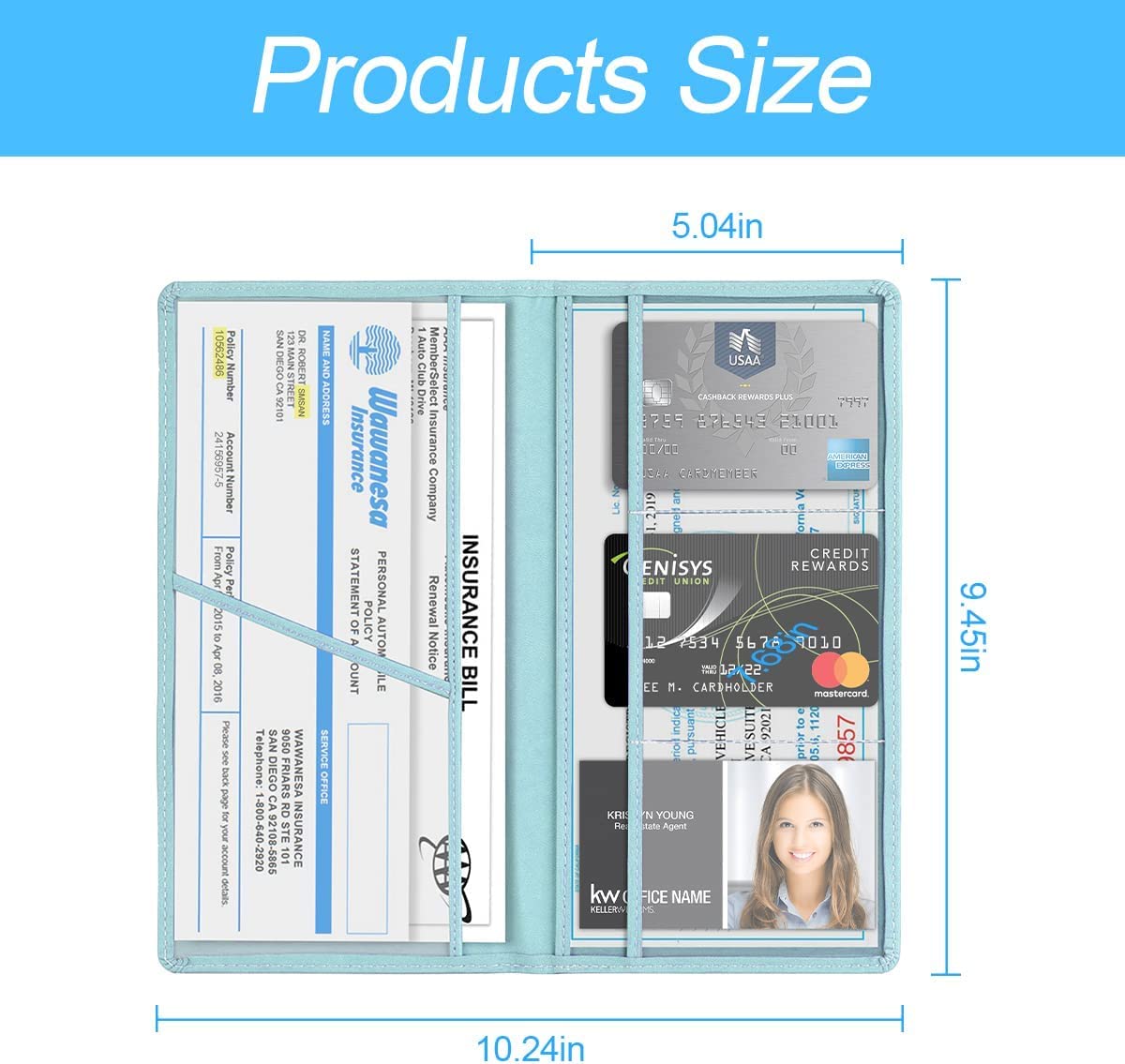 XINLIYA Car Registration and Insurance Card Holder PU Glove Box Essential Documents Paperwork Driver License Organizer for Car — view 2