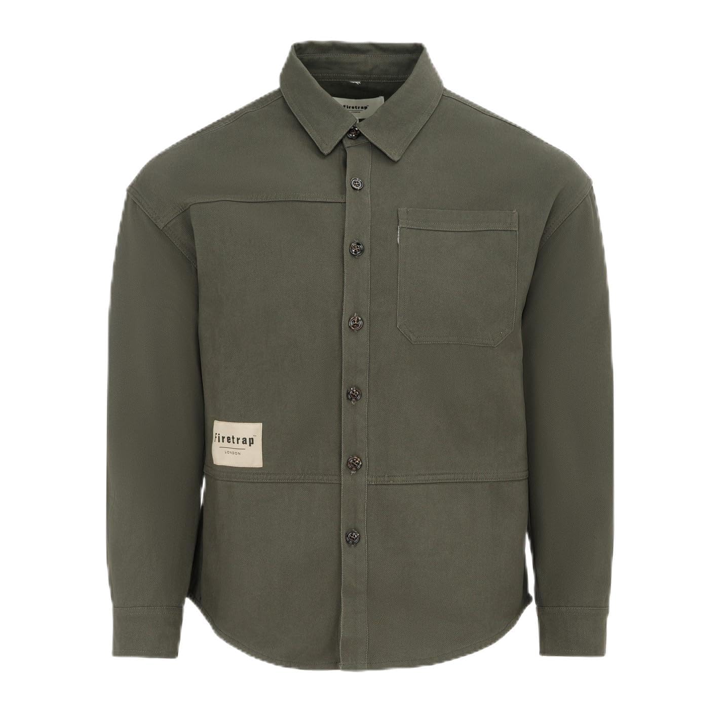 Firetrap Mens Heavy Shirt Long Sleeve Cotton Overshirt Grey XXL
