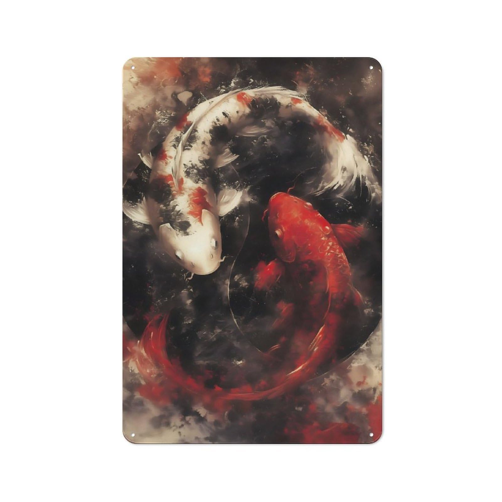Junmoney Yin And Yang Oil Painting Tin Wall Plaque 30X20cm With For Pub Or Café, For Collectors Of Retro Metal Wall Decor
