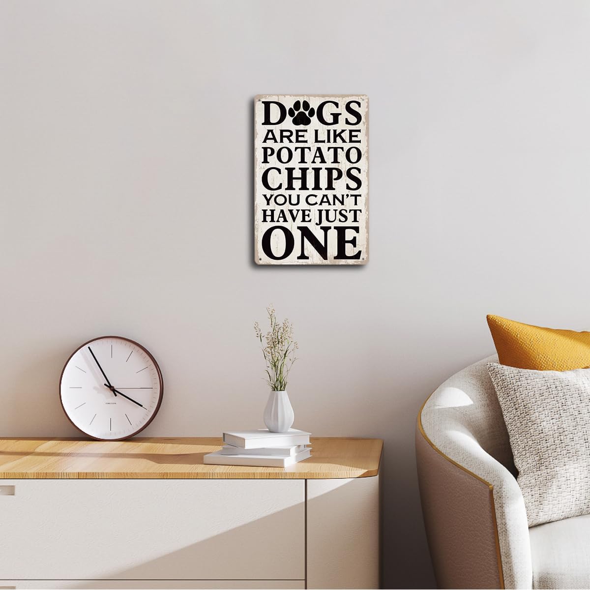 Metal Humorous Sign, Dogs Are Like Potato Chips You Can't Have Just One, 11.8*7.9 inches, Aluminum, Wall Mount, Rustic image 5
