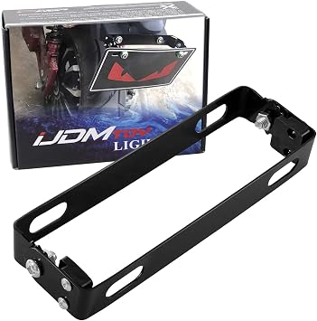 iJDMTOY 180-Degree Angle Adjustable Black Finish Aluminum License Plate Mount Bracket Flipper Compatible with Motorcycle Bike ATV Dirty Bike