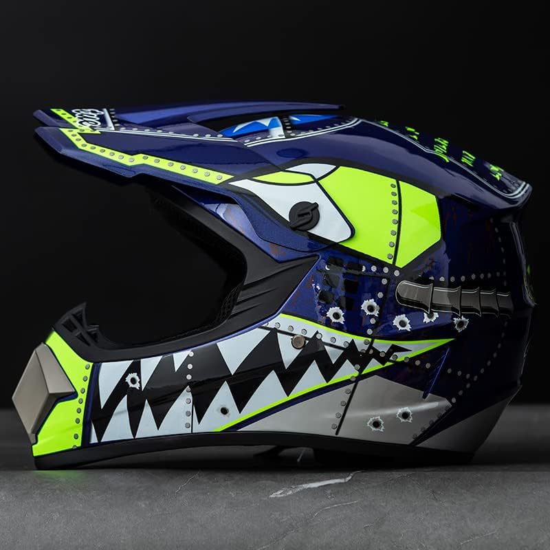 Miniatura 3 de Casco de motocross todoterreno, casco para moto de calle, casco para motocicleta, ATV, BMX, MX, con guantes, gafas y máscara para unisex, jóvenes y