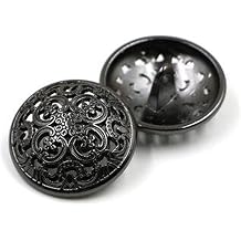 30PCS Clothes Button - Retro Hollow Sewing Button Shank Round Shaped Metal Button Set for Men Women Blazer, Coat, Uniform, Shirt, Suit and Jacket Balck, 23mm