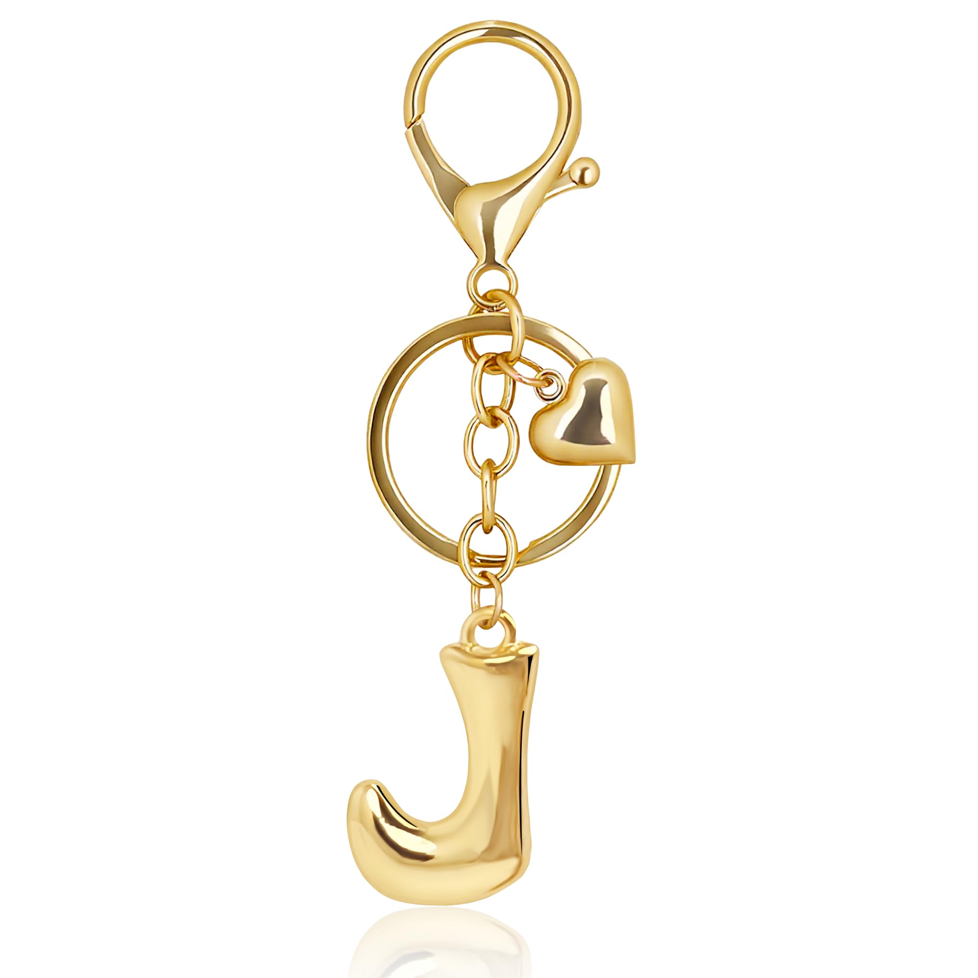 Gold Bubble Heart Initial Bag Charms for Handbags – Cute Initial Letter Keychain for Women, Purse Charms, Gold Gift