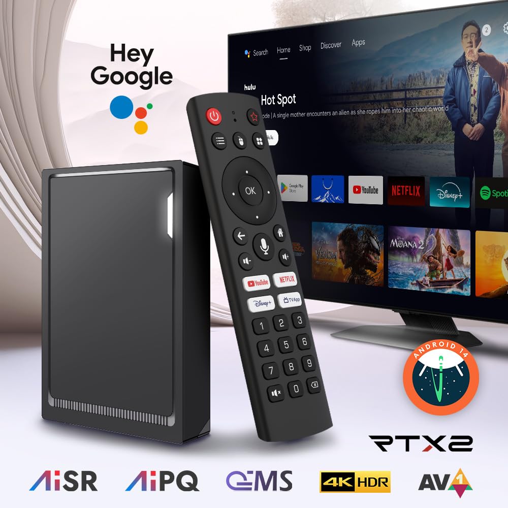 CHROX Android 14.0 TV Box, RT-X2 Smart TV Box Realtek1325 Quadcore Cortex-A53 CPU/USB 3.0/Ultra HD 8K/HDR 10+/Dual Band WiFi 2.4/5.8Ghz/BT 5.0 Set Top Box,4gb+32gb