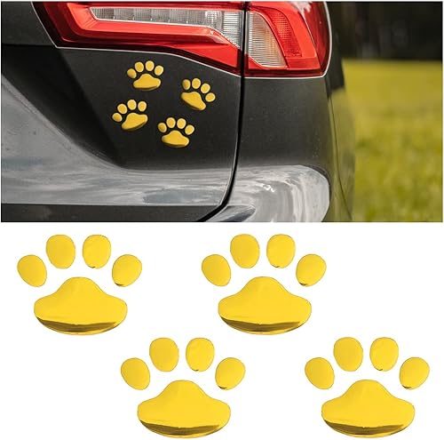 4 calcomanías de huellas de perro, 3D, impermeables, de dibujos animados, para vehículos, ventana de parachoques, decoración de la carrocería del