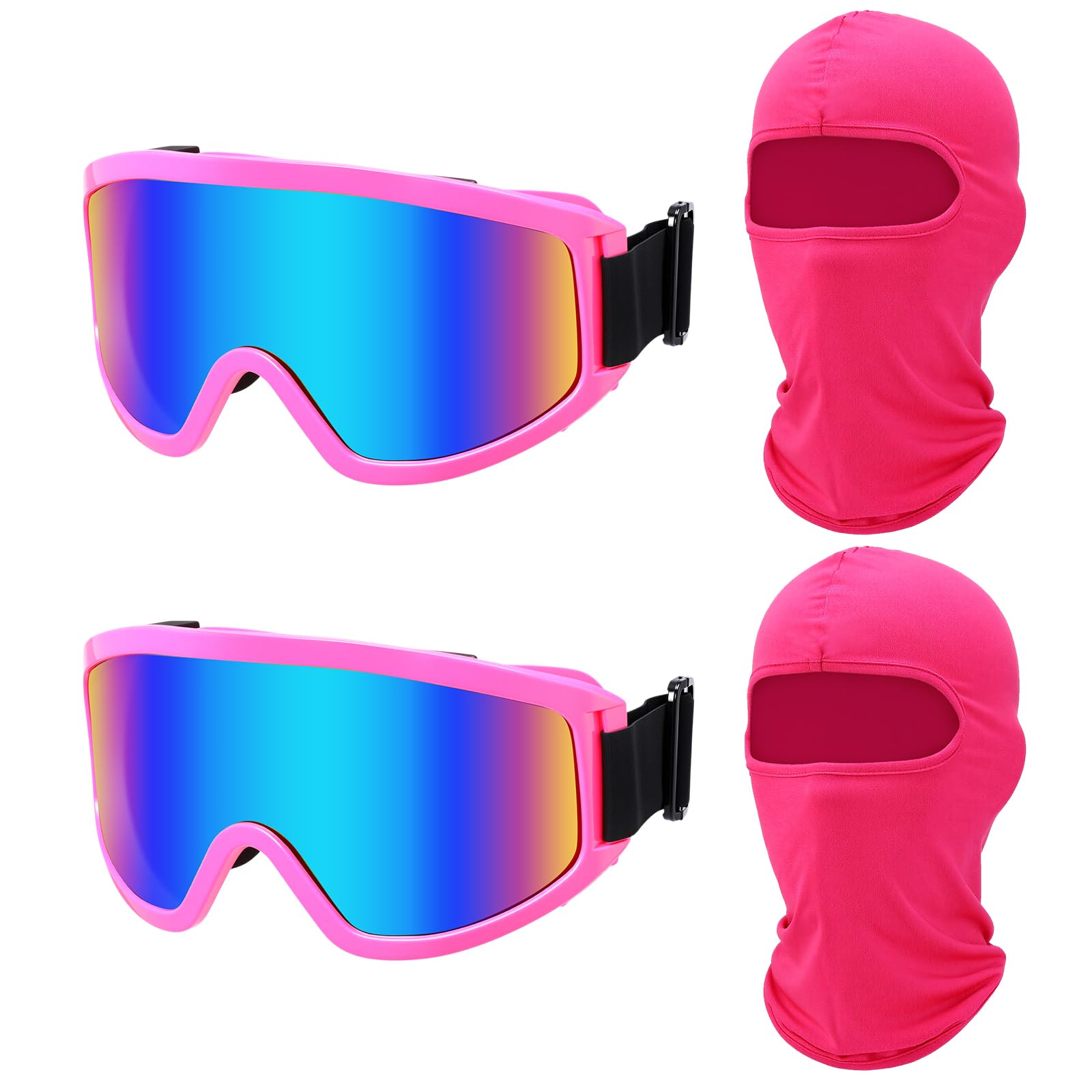 Chicingyou Confezione da 2 occhiali da sci con 2 maschere, per moto, sci, dirt bike, ATV, motocross, equitazione, maschera integrale
