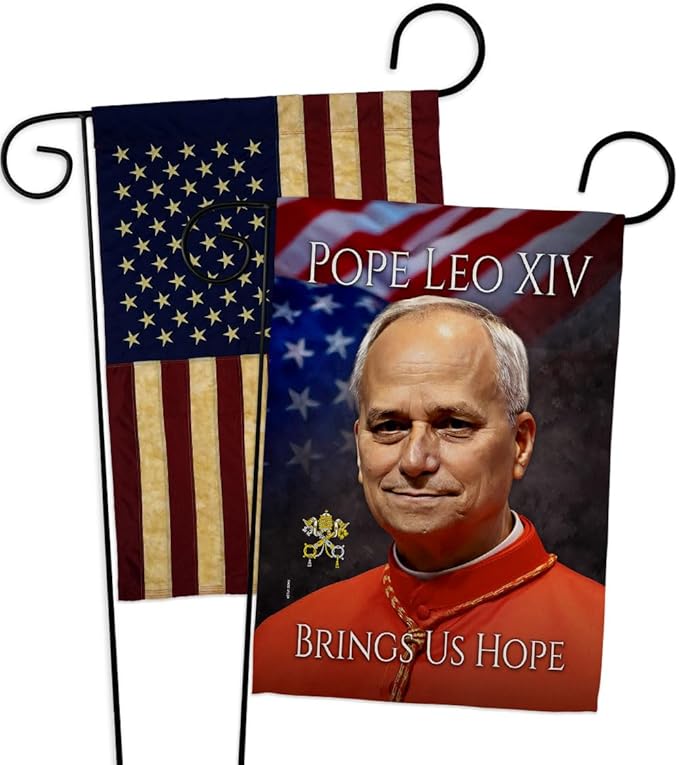 Pope Leo XIV Tribute Vintage American Flags for Outside House Wall Canvas Poster Patriotic Decor July 4th Yard Sign Picture Prints Poster Vatican Grave Decoration Papal Door Catholic Memorabilia