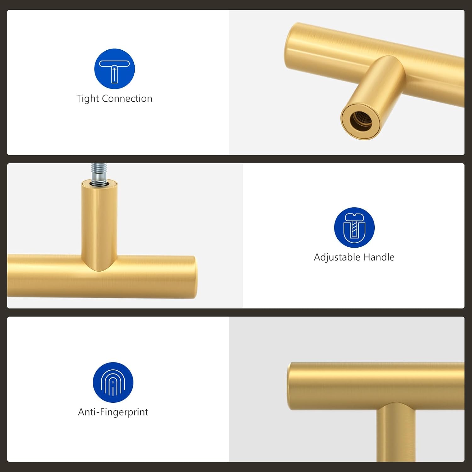 LONTAN 35 Pack Gold Cabinet Knobs and Pulls - Brushed Gold Dresser Drawer Knobs - Brushed Brass for Bathroom Cabinet Door Hardware, Stainless Steel