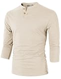 Mens Casual Premium Slim Fit Henley Shirts Lightweight Thin Fabric