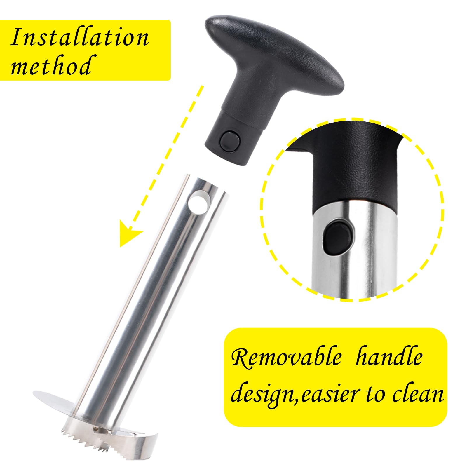 MEGAVOW Taglia Ananas, Taglierino per Ananas, Sbuccia Ananas Taglia Frutta Acciaio Inox, Strumento da Cucina con 2 pezzi Clip per la Rimozione dell'Occhio Ananas