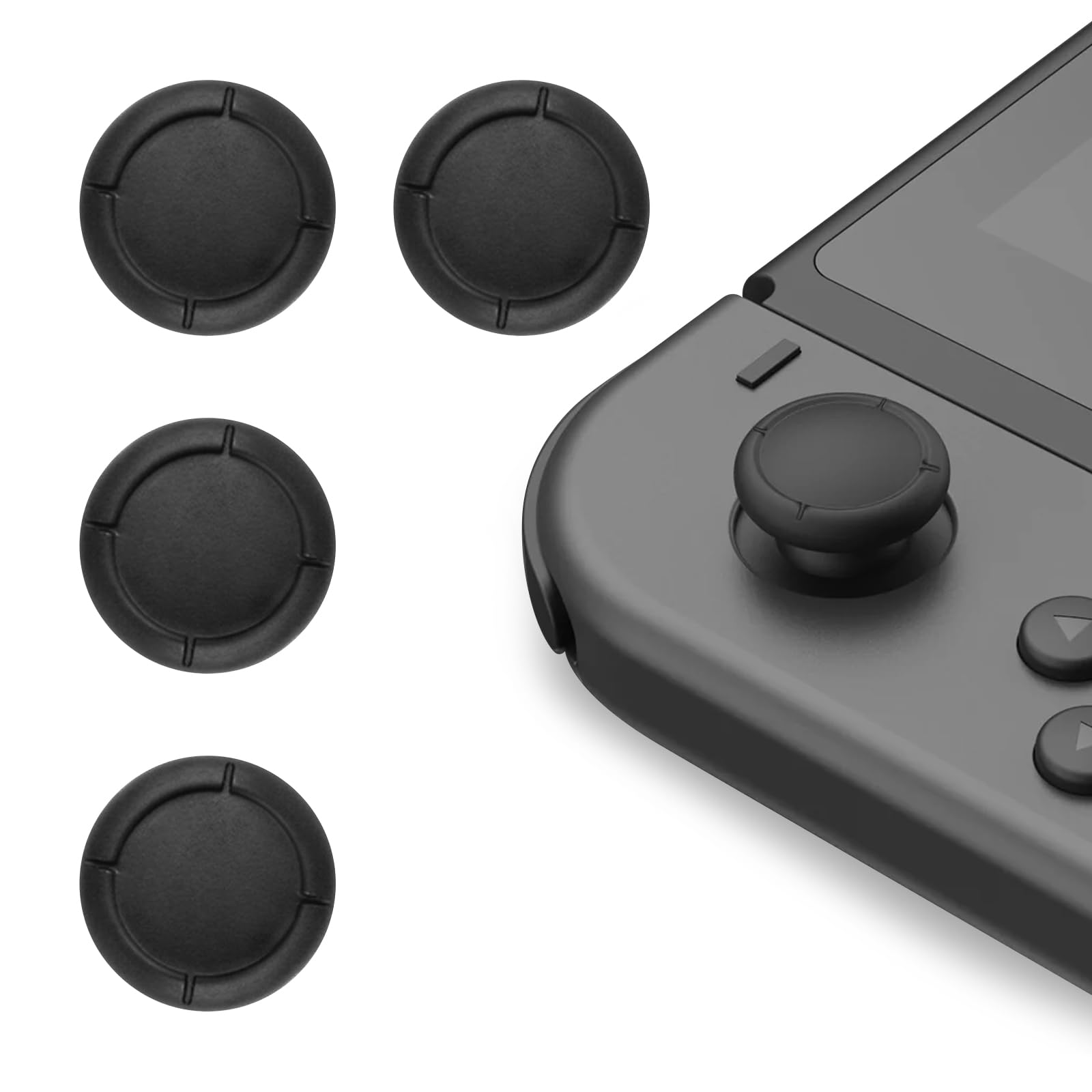 Switch Joy-Con用 アナログジョイスティック キャップ カバー 4点セット スティックカバー コントローラー キャップ アナログスティック スイッチ ジョイコン ボタンカバー Switch＆SwitchLite 対応 ゴム 修理 交換 純正 に近い 滑り止め 取り付け簡単 LATTCURE(ブラック)