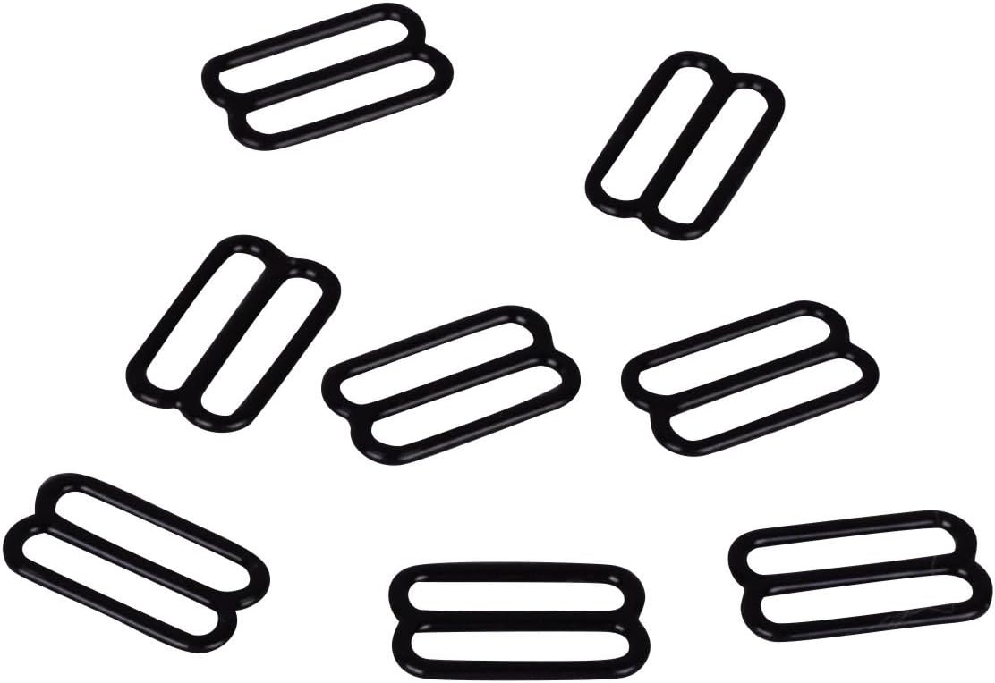 Porcelynne Black Nylon Coated Metal Replacement Bra Strap Slide - 5/8" (16mm) Opening - 200 Pieces