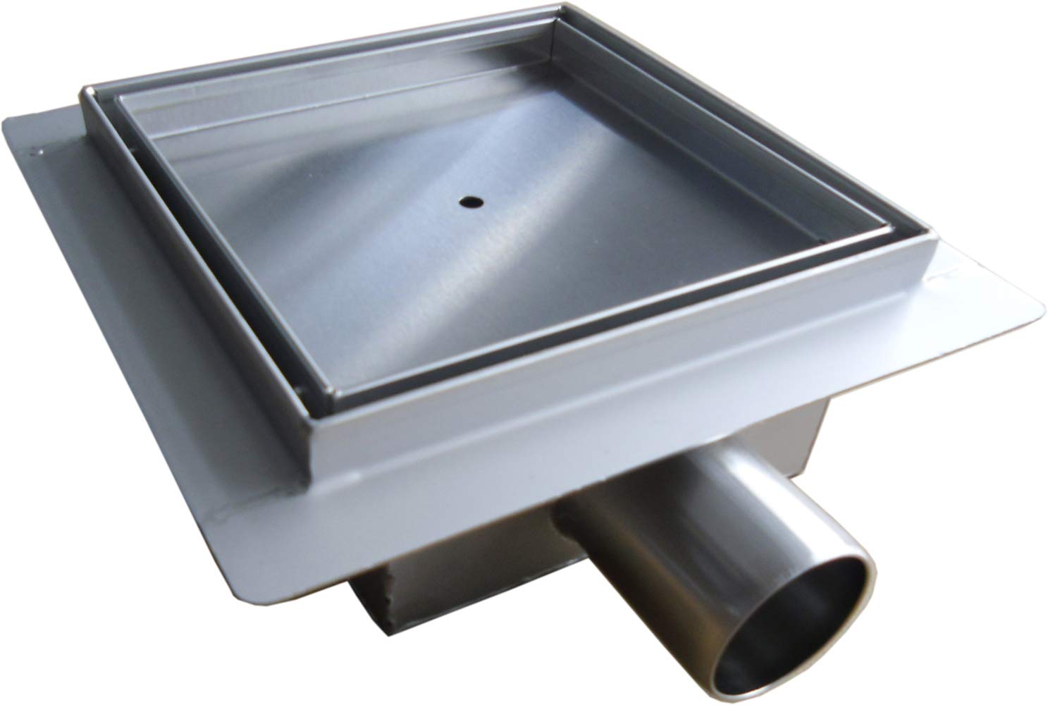 BERNSTEIN - Caniveau douche Acier 15x15cm Siphon évacuation carré, Drain de douche Filtre à cheveux A carreler, Réglable, Extra plat, anti-odeurs - S8