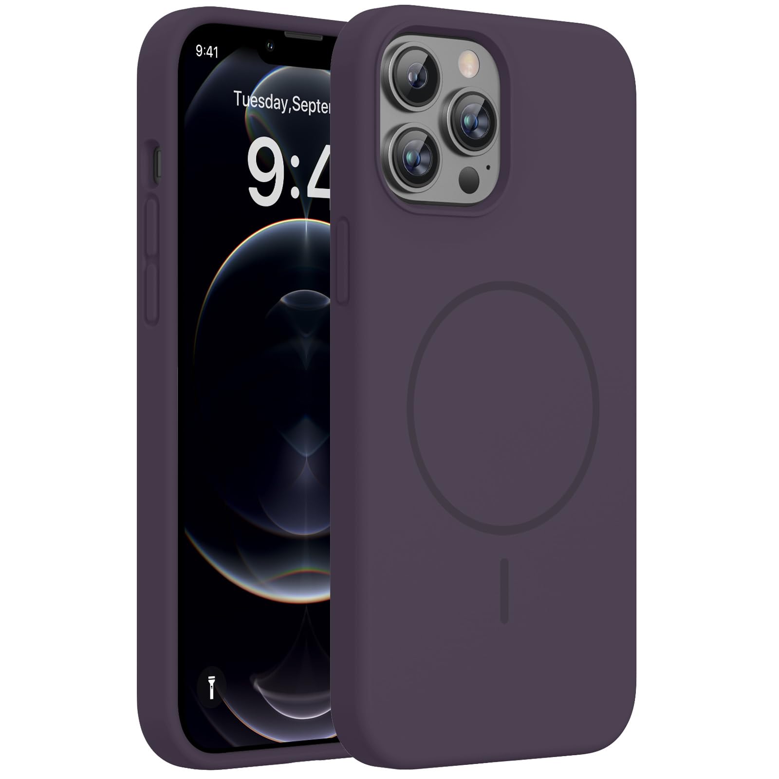 Miracase Silicone &amp; Magnetic for iPhone 12 Pro Max Case, Dark Purple