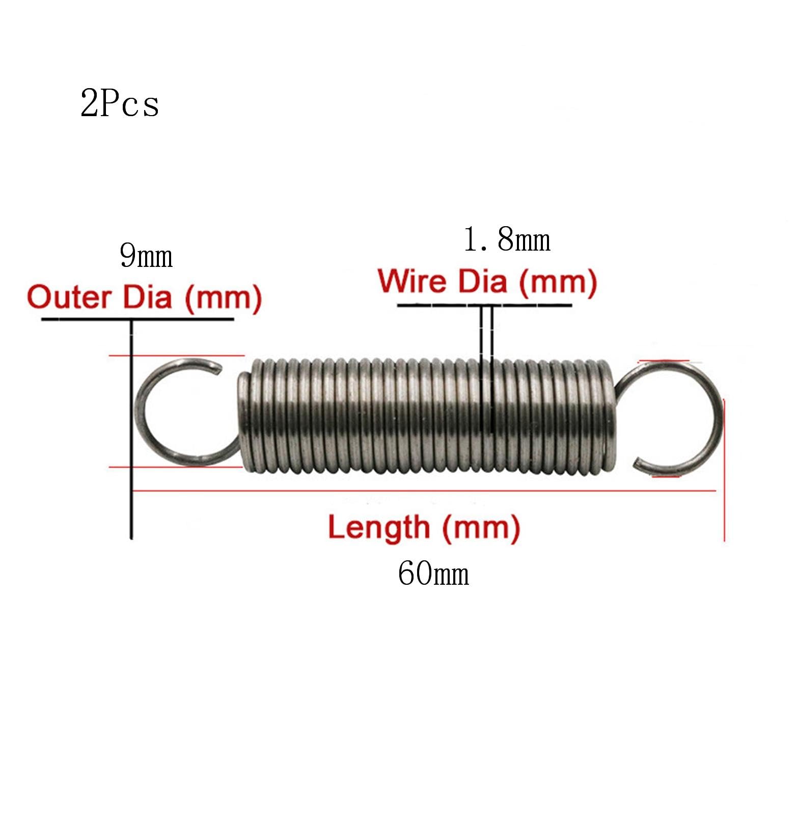 Molle di trazione a doppio gancio 2 pezzi Molle in acciaio 1,8 mm x 10 mm x 140 mm Piccole molle di estensione(1.8 x 13 x 120 mm)