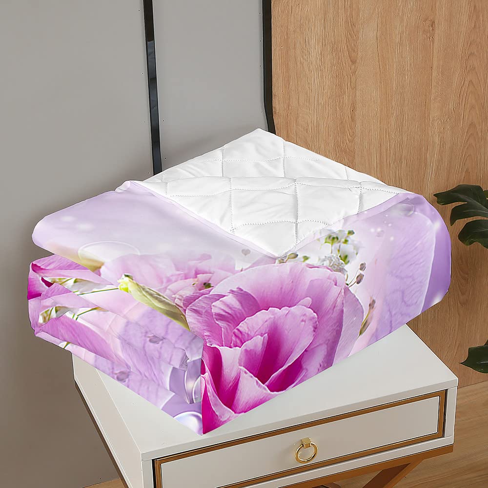 Copriletto Trapuntato Singolo Matrimoniale Surwin - Microfibra Stampa 3D Rosa - 150x200cm - 2