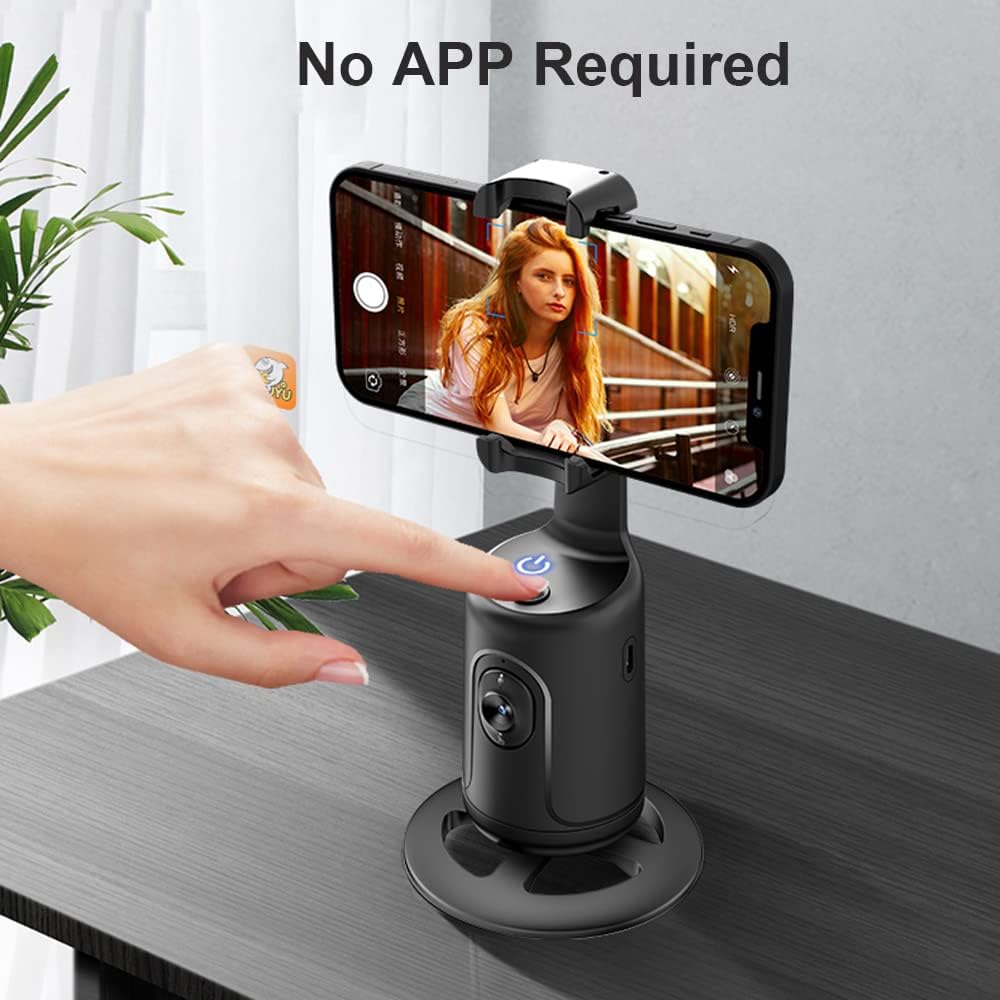Smart 360° Auto Face Tracking Gimbal Desktop Selfie Stabilizer Robot Cameraman with Adjustable Lens Stable Base Phone Holder for Smartphone Vlog Live Streaming Video Chat