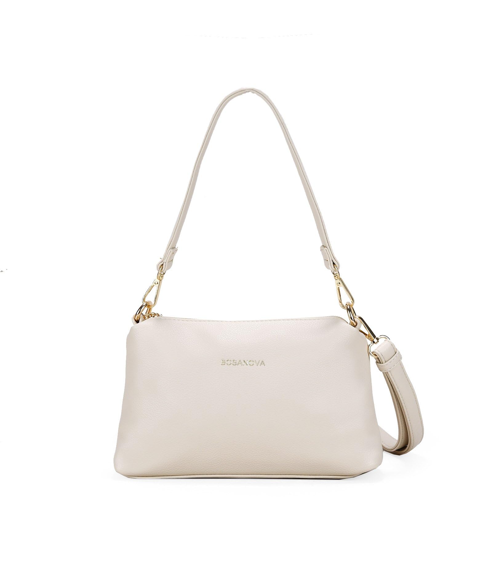 BOSANOVA Bolso de hombro mediano con detalle de logo en la parte frontal, asa de hombro y también con asa de cruzar extraíbles. Cierre con cremallera. BEIGE U